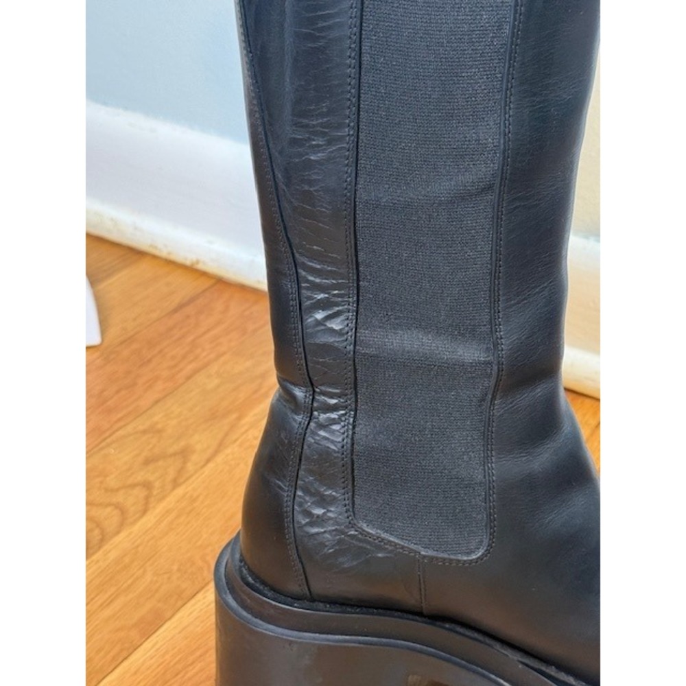 Bottega Veneta Lug Knee High Boot‎ EU 36 US 6 Black Leather Platform Edgy Street - Picture 5 of 13